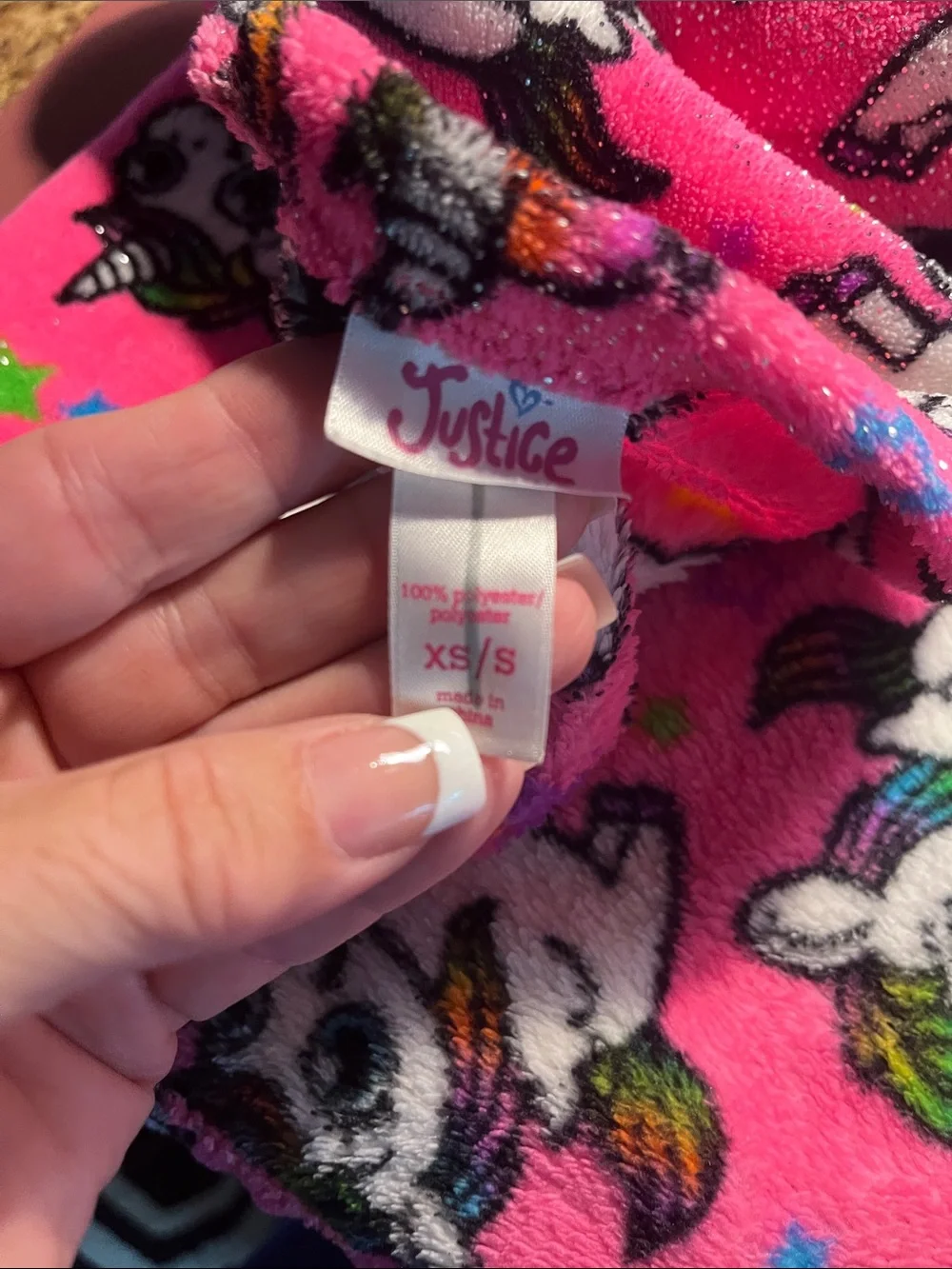 Girls' Pink Unicorn Print Terry towel wrap